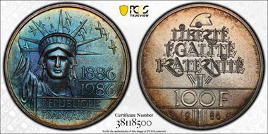 1986 100 Fr Statue Gad-901 MS66