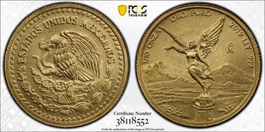 2019-Mo 1/10 oz Libertad Gold MS70