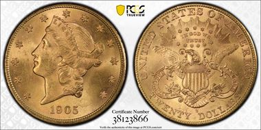 1905-S $20 MS64+