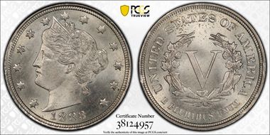 1883 5C No CENTS MS66