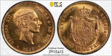 1876-DE M 25 Pta (1962) MS65