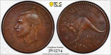 1943-I (b) 1D Long Reverse Denticles AU50BN