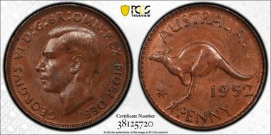 1952 A. (p) 1D Melbourne reverse Wedge serif 2 MS63BN