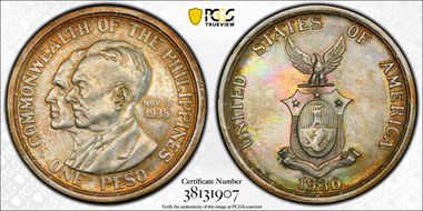 1936-M Peso Murphy-Quezon MS64