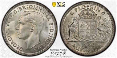 1940(m) Florin KM-40  Ag MS65