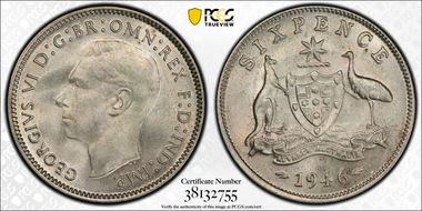 1946(m) 6D KM-38a  Ag MS66