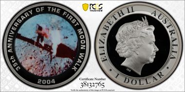 2004 $1 First Moon Walk KM-734  Ag PR67DCAM