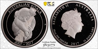 2017-P $10 Koala 10oz Ag PR66DCAM