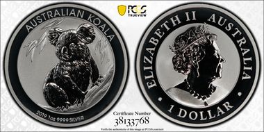 2019-P $1 Koala Ag MS68