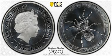 2015-P $1 Funnel-Web Spider MS67