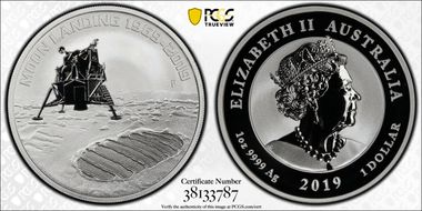 2019-P $1 Moon Landing 50th Ann. Ag MS70
