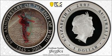 2005 $1 End of WWII - Dancing Man Lenticular Design PR69DCAM