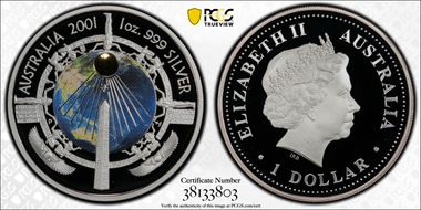 2001-P $1 New Millenium Colorized PR70DCAM