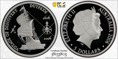 2006 $5 Duyfken's Exploration Ag PR68DCAM