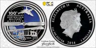 2014-P $1 100 Ann. Millitary Aviation Colorized PR69DCAM
