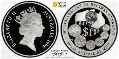 1996 $1 30th Ann. Decimal Currency PR70DCAM