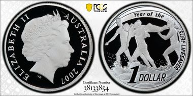2007 $1 Surf Lifesaving Silver PR69DCAM