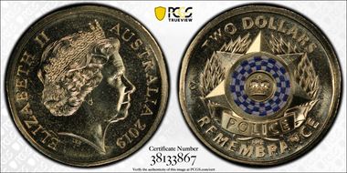 2019-C $2 Police Remembrance Colorized MS68