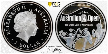 2005 $1 100 Ann. Australia Open Colorized PR70DCAM