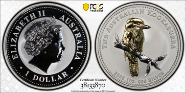2005 $1 Kookaburra Ag Selective Gilt MS69