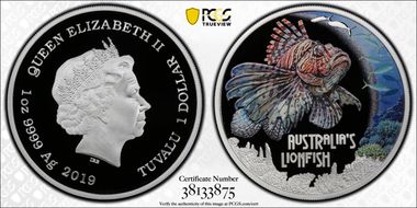 2019 $1 Lionfish Colorized PR70DCAM