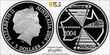 2004 $5 Adelaide to Darwin RR PR69DCAM