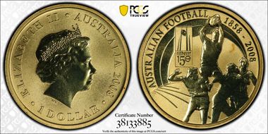 2008-P $1 150 Years Football Al-Br MS68