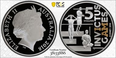 2018 $5 Invictus Games Gilt PR70DCAM