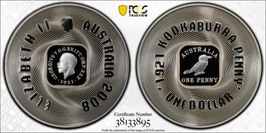 2008 $1 Kookaburra Penny PR70DCAM