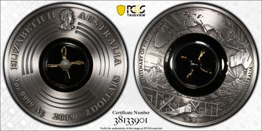 2019-P $2 Centenary of First Flight UK to Aus. Antique Ag MS69