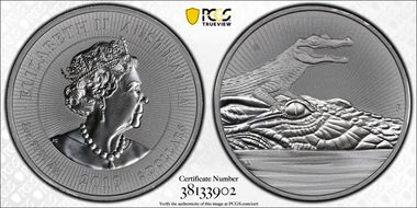 2019-P $2 Crocodile - Mother & Baby Piedfort MS69