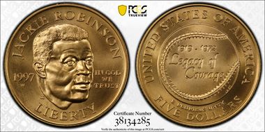 1997-W $5 Jackie Robinson MS70