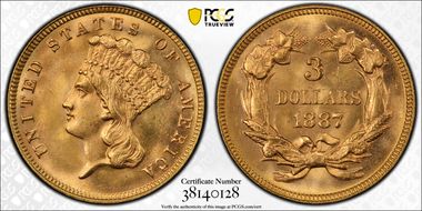 1887 $3 MS66+