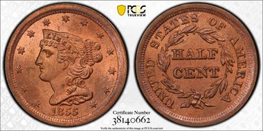 1855 1/2C MS64RD