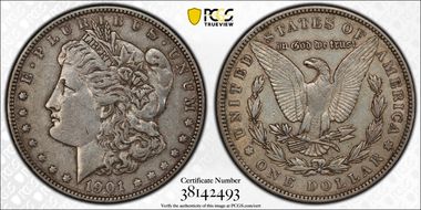 1901 $1 VAM 16 Doubled Ear XF40