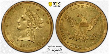 1841 $10 AU58+