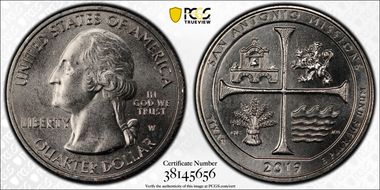 2019-W 25C San Antonio Missions NP Early Find MS65