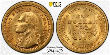 1903 G$1 LA Purchase, McKinley MS64