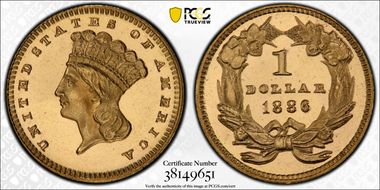 1886 G$1 PR64DCAM