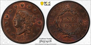 1820 1C Small Date MS64+ RB