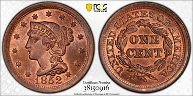 1852 1C MS66+ RB