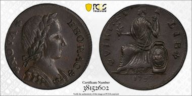 1787 1/2P Nova Eborac, Seated Left AU58BN