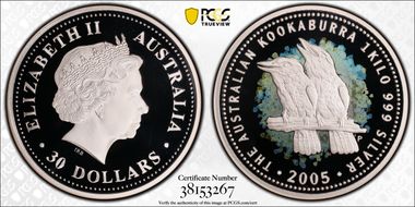 2005 $30 Kookaburra 1Kg Ag PR69DCAM