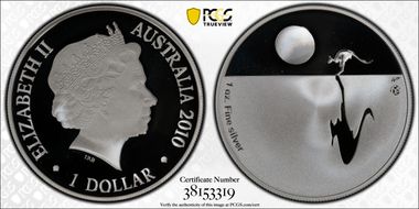 2010 $1 Kangaroo at Sunset Ag F15 Privy PR69DCAM