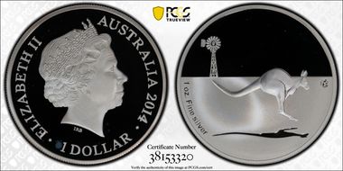 2014 $1 Kangaroo at Sunset Ag F15 Privy PR67DCAM