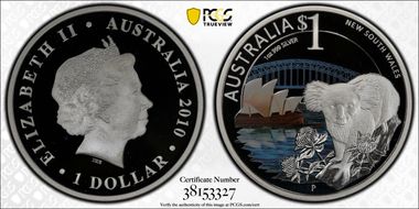 2010-P $1 NSW-Koala Colorized PR68DCAM