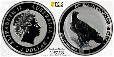 2017-P $1 Wedge Tailed Eagle High Relief MS70