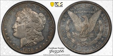 1878 8TF $1 VAM 14.18 Broken 7 MS61DMPL