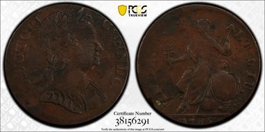 1785 CT 1/2P Bust Right, Miller 1-E XF40BN