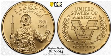 1991-95-W $5 World War II MS70